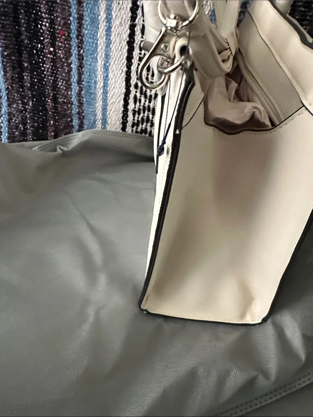 Tahari Cream Structured Tote Handbag